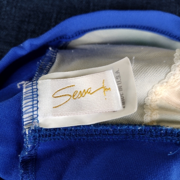 VTG One Piece Swimsuit Solid Yellow Size 14 90s Sessa USA - Picture 5 of 6